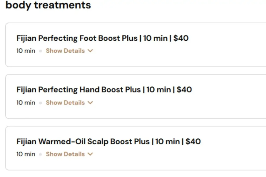 Body Treatment Prices