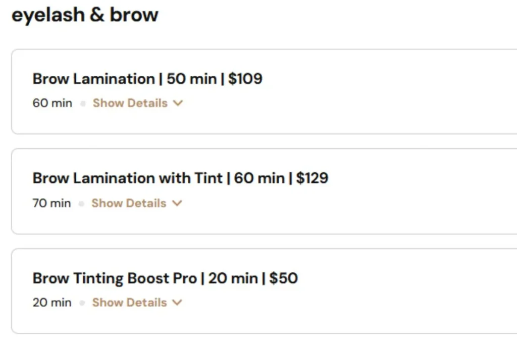 Eyelash & Brow Prices