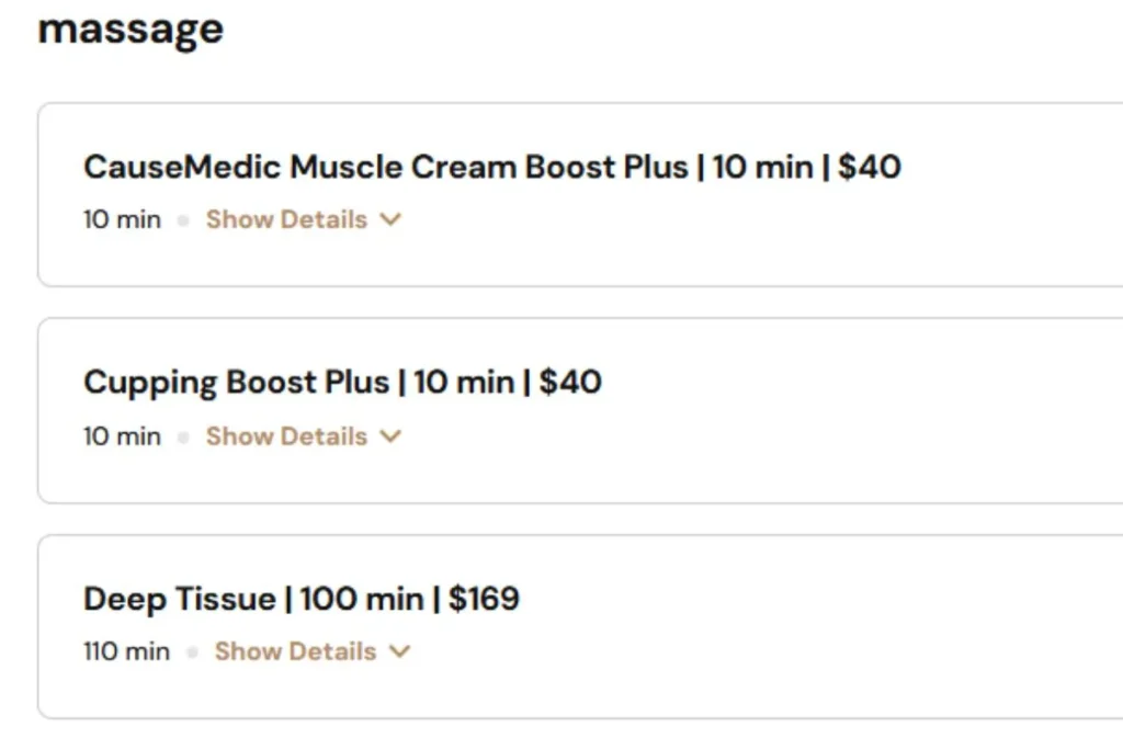 Massage Prices