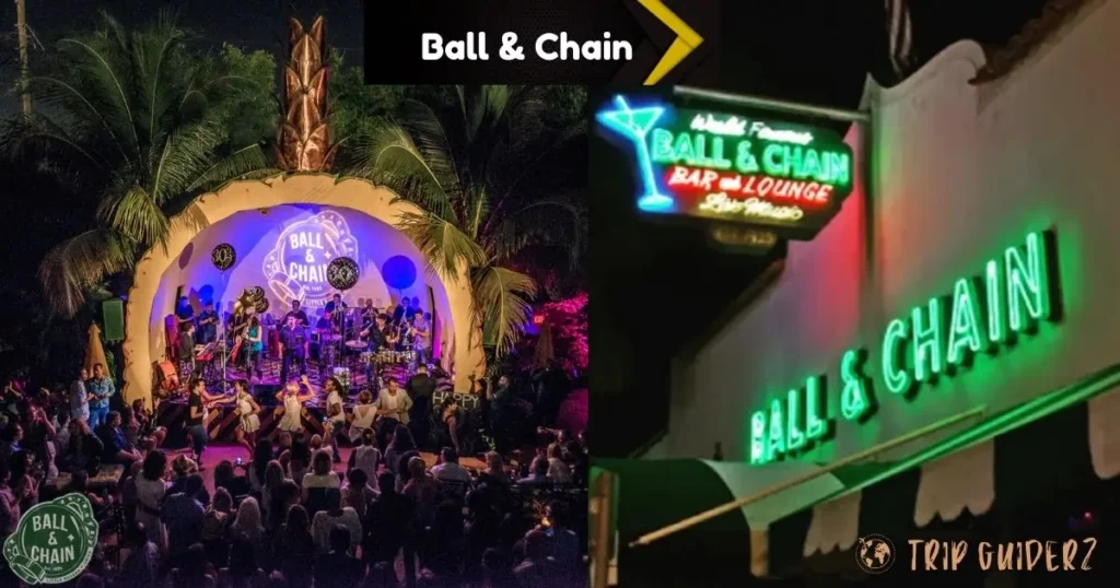 Image of the Ball & Chain restaurant in Miami, showcasing its exterior and a sign that reads "Ball & Chain."