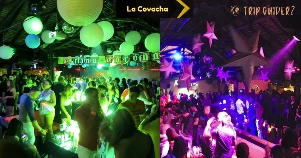 La Covacha nightclub with a live band and a crowd of people dancing