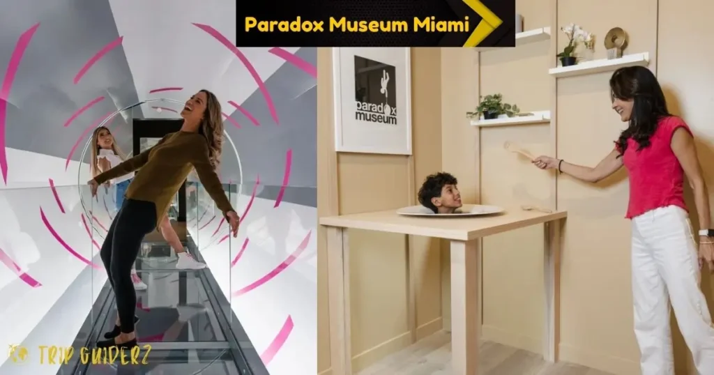 A mind-bending optical illusion at the Paradox Museum Miami, where a person appears to be defying gravity, showcasing a unique indoor experience