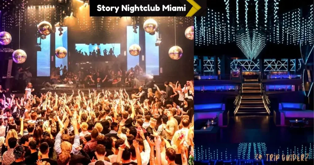 A packed nightclub at Story in Miami, showcasing a stage with performers and an enthusiastic crowd celebrating Hip-Hop Nights.