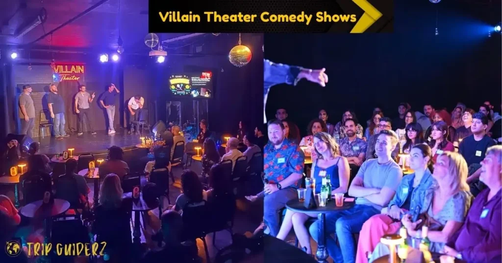 A stand-up comedy performance at Villain Theater with comedians on stage and an engaged audience, a perfect indoor activity for a fun night out in Miami