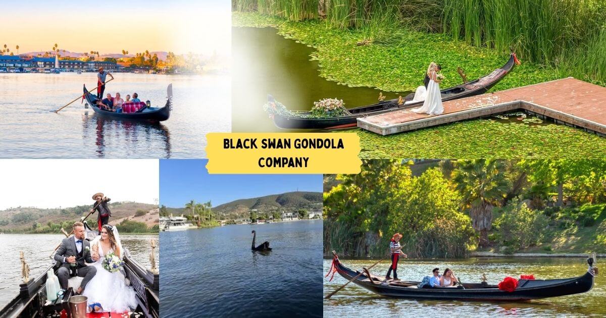 A romantic gondola ride in the canals of Coronado, offered by Black Swan Gondola Company, a unique date idea in San Diego.