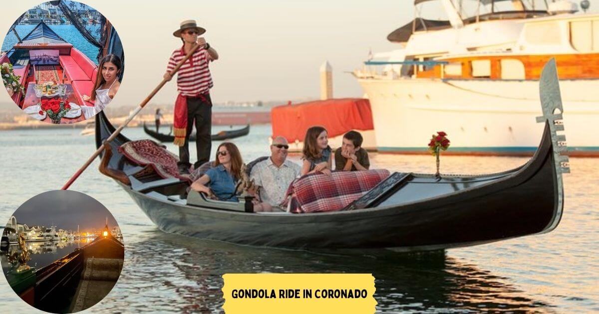 A gondola boat on the serene canals of Coronado, a unique and romantic experience to share with a loved one in San Diego.
