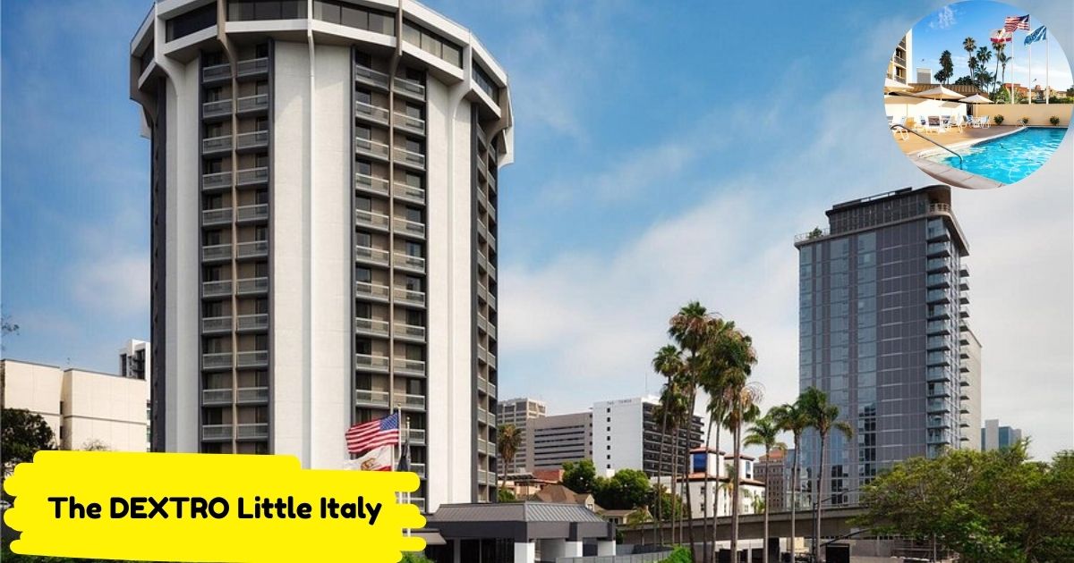 Modern guest room at The DEXTRO hotel in San Diego's vibrant Little Italy neighborhood.