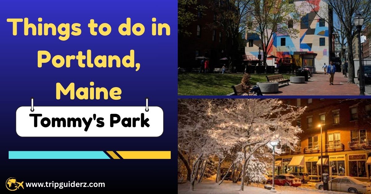 Tommy's Park, a small public square in downtown Portland, Maine, providing a free spot for people to relax and enjoy the urban environment.