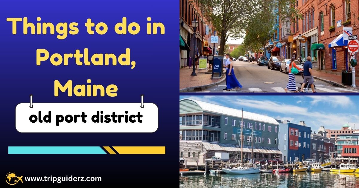 The cobblestone streets of Portland's historic Old Port district, lined with unique shops, restaurants, and pubs.