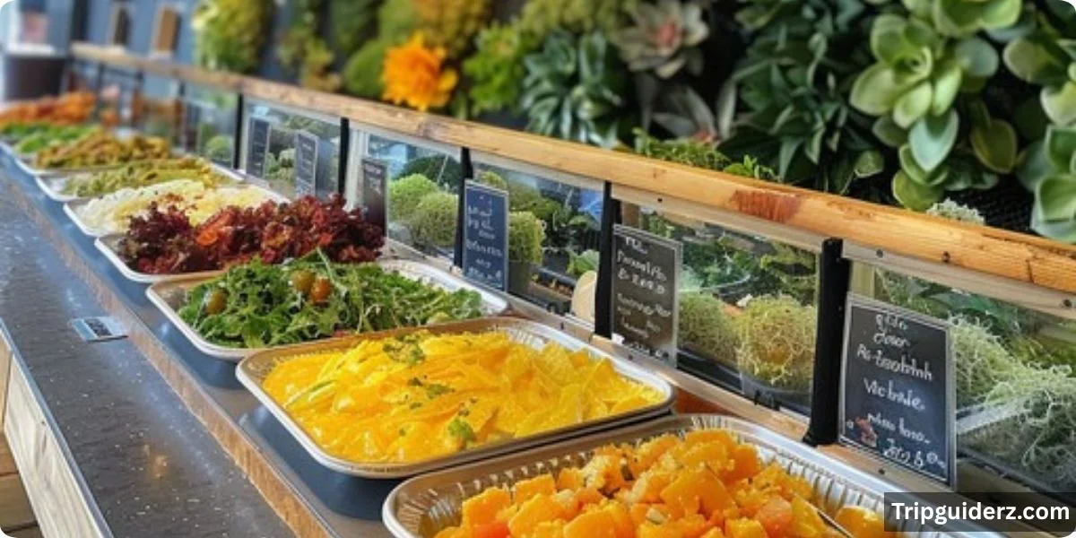 For lighter eating, the menu includes salads built with romaine or mixed greens, tomatoes