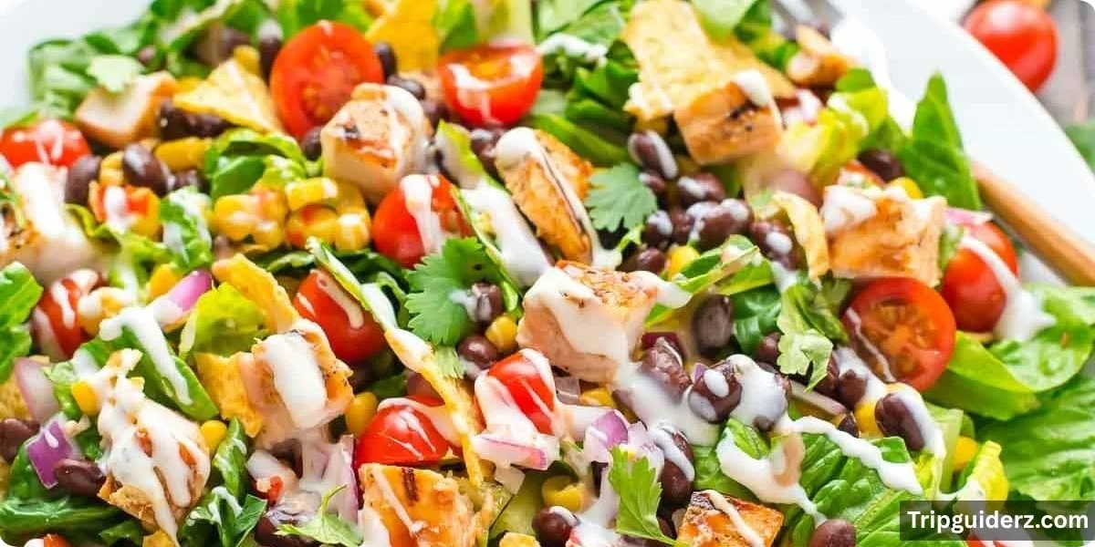 Salads can typically be topped with breaded or grilled chicken, steak, or a Cajun-spiced protein for diners who want a full meal rather than a side salad.