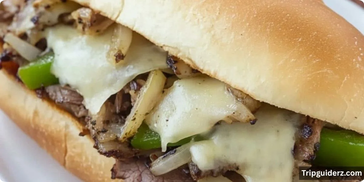 Shaved steak appears throughout the menu, most notably in a Philly-style preparation with sautéed onions, peppers, and melted provolone a dish that works equally well as a sandwich or a heartier plate.