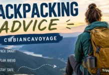Backpacking Advice CWBiancaVoyage | Smart Tips for Planning Your Next Adventure A group of backpacking advice cwbiancavoyage consulting a map in a forest, showcasing practical advice for successful outdoor adventures.