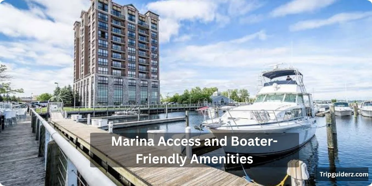 The Shoreline Inn sits adjacent to Terrace Point Marina, which offers seasonal slips sized for 35-, 40-, and 50-foot boats.