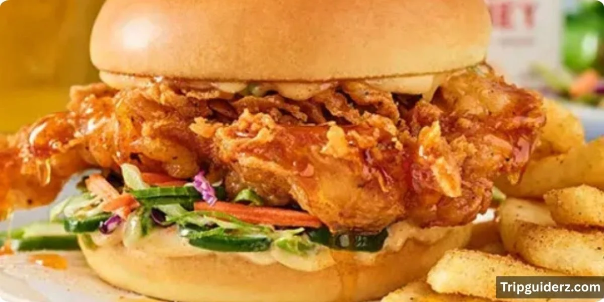 Chicken sandwiches follow the same breaded-or-grilled choice that runs through most of the menu.