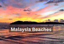 Malaysia Beaches | 25 Stunning Beaches You Should Visit Aerial view of turquoise water and white sand beach in Malaysia Beaches