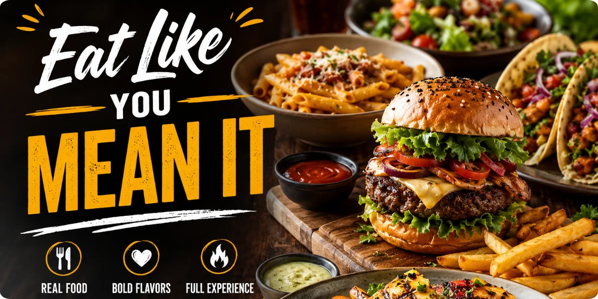 A vibrant spread of various dishes and drinks, showcasing a lively dining experience with friends and family.