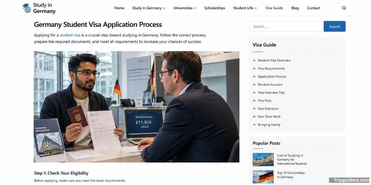 Germany student visa application process steps