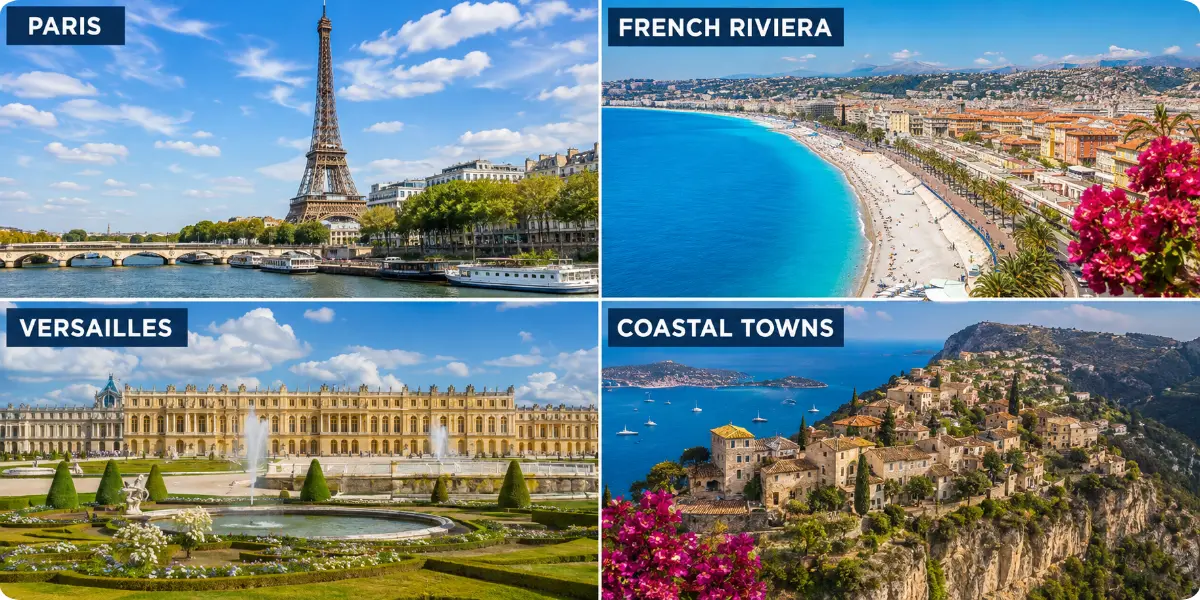 A collage of four pictures depicting the same site at various times, illustrating its transformation throughout the year.