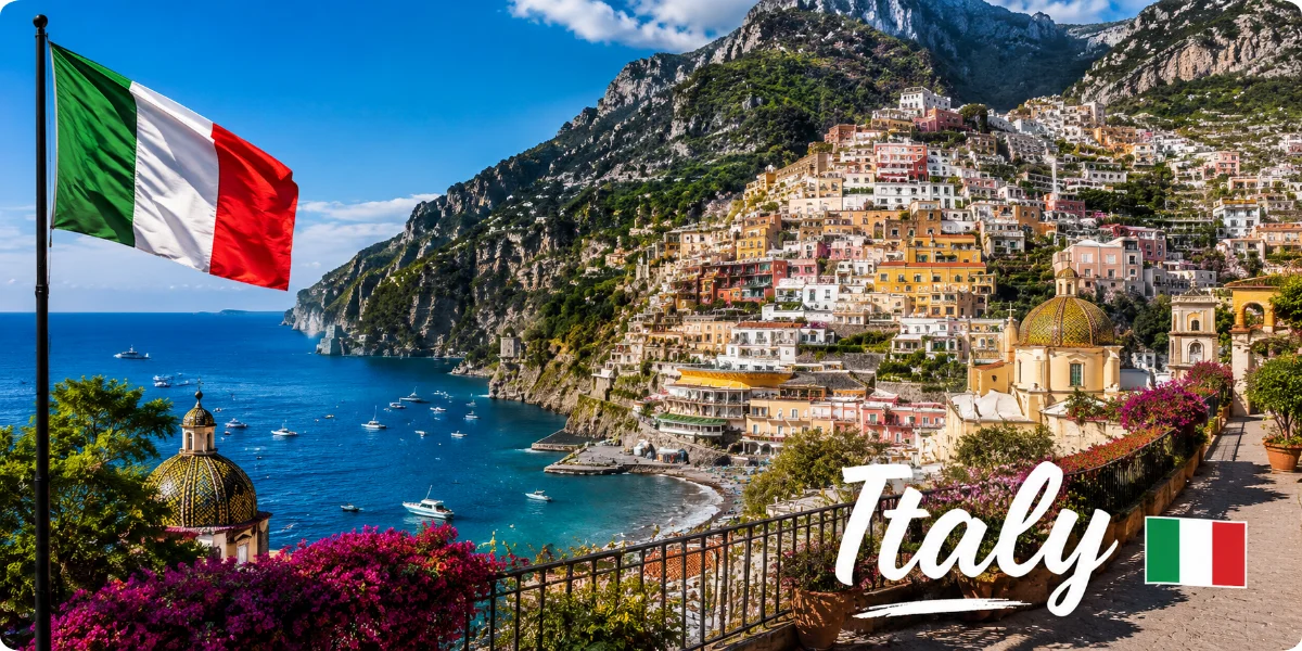 A travel guidebook featuring Italy, showcasing iconic landmarks and cultural highlights for tourists.