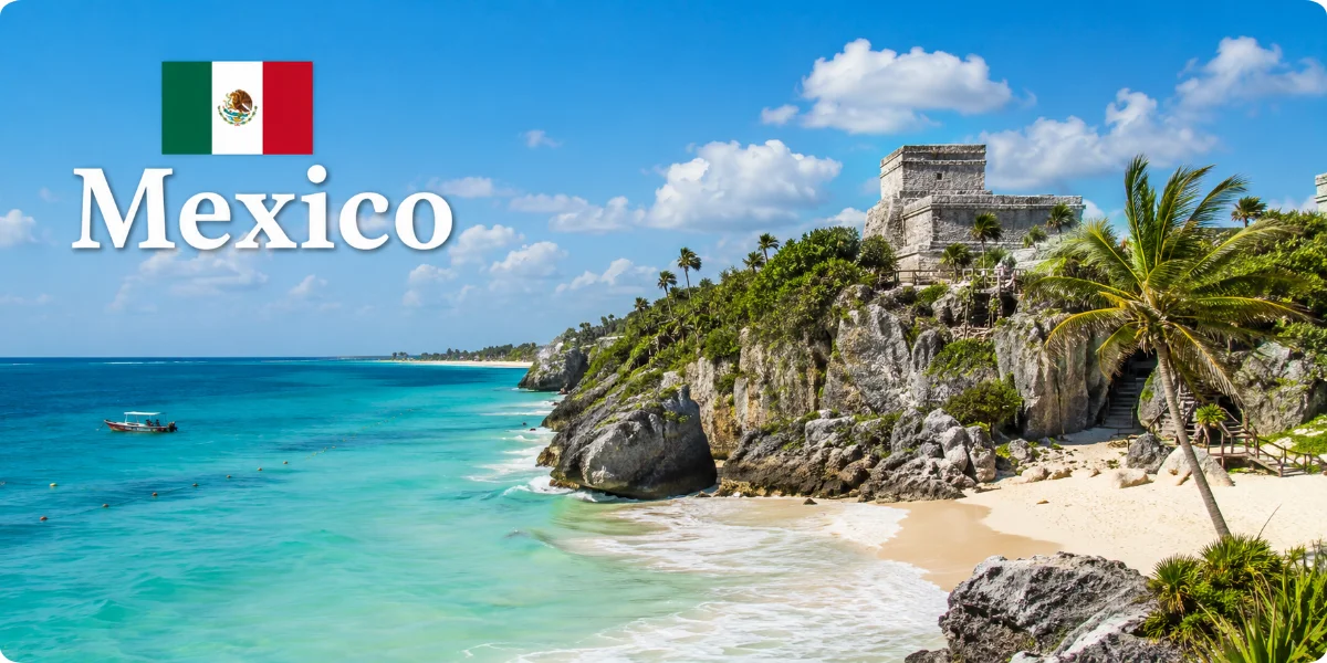 A vibrant travel guide cover featuring iconic Mexican landmarks, colorful designs, and cultural symbols representing Mexico.A vibrant travel guide cover featuring iconic Mexican landmarks, colorful designs, and cultural symbols representing Mexico.