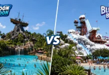 Typhoon Lagoon vs Blizzard Beach | Which Disney Water Park Is Better in 2026? Typhoon Lagoon vs Blizzard Beach water parks comparison with tropical and snowy-themed attractions.