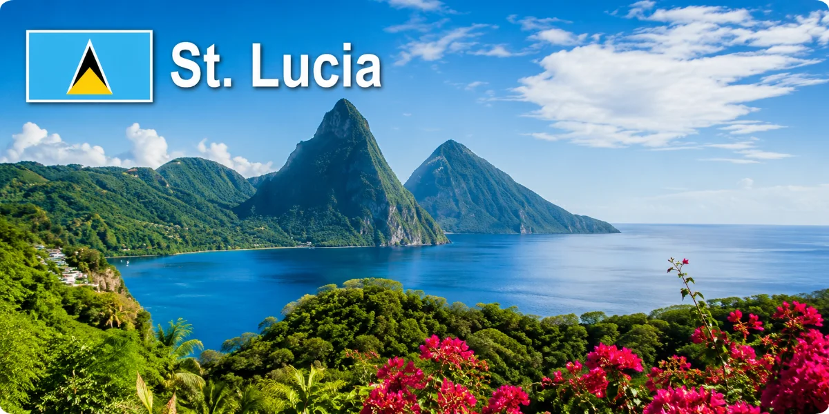 A scenic view of St. Lucia showcasing lush greenery and the iconic Pitons in the background, ideal for travel inspiration.