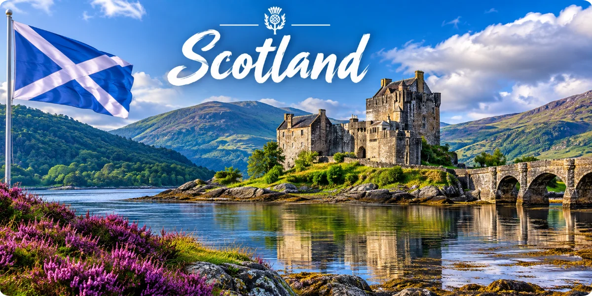 Scenic view of Scotland's landscapes, featuring rolling hills and historic castles, ideal for a travel guide.