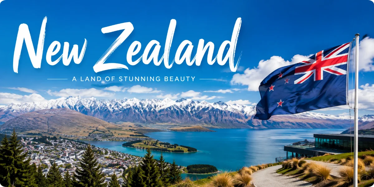 Stunning New Zealand scenery, representing its unique beauty and cultural diversity, perfect for language education.