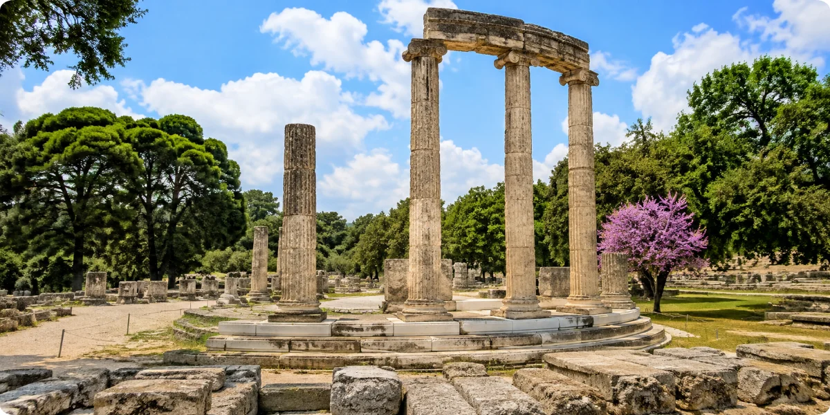 Ruins of ancient Ephesus in Turkey, showcasing well-preserved columns and structures from the historic city.