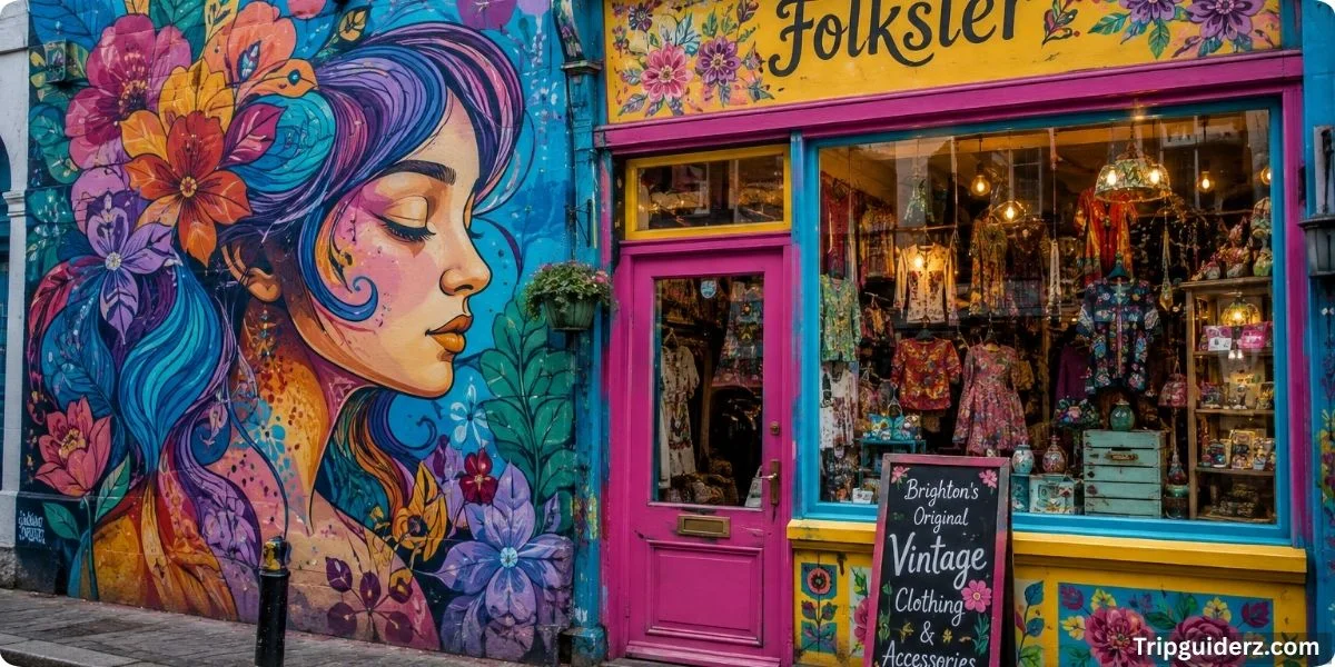 Street art mural in North Laine, Brighton