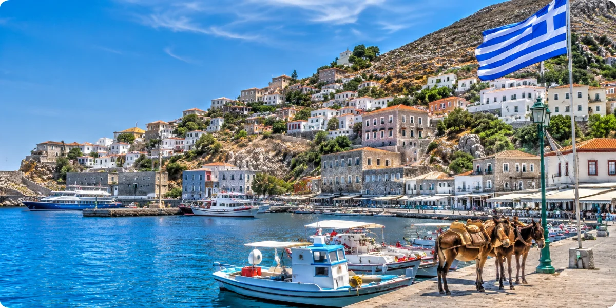 An inviting image of Hydra, Greece, highlighting its unique coastal charm and travel-friendly atmosphere for visitors.