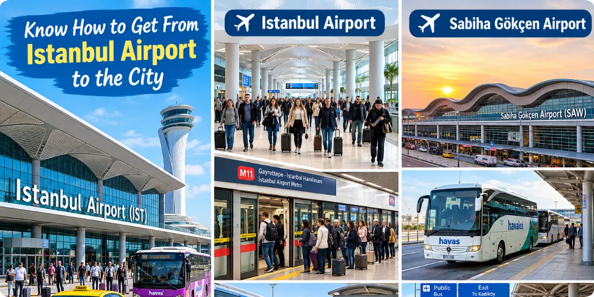 Istanbul has two major international airports used by tourists: Istanbul Airport (IST) on the European side and Sabiha Gökçen Airport (SAW) on the Asian side.