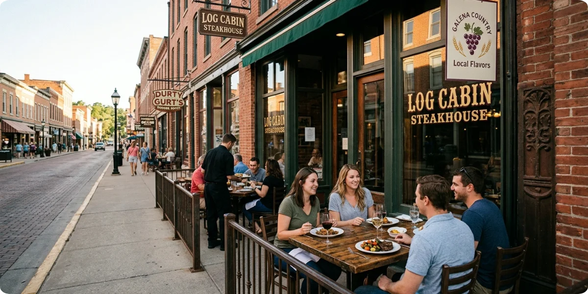 Food is an important part of a Galena visit, especially because restaurants are integrated into the historic downtown experience.