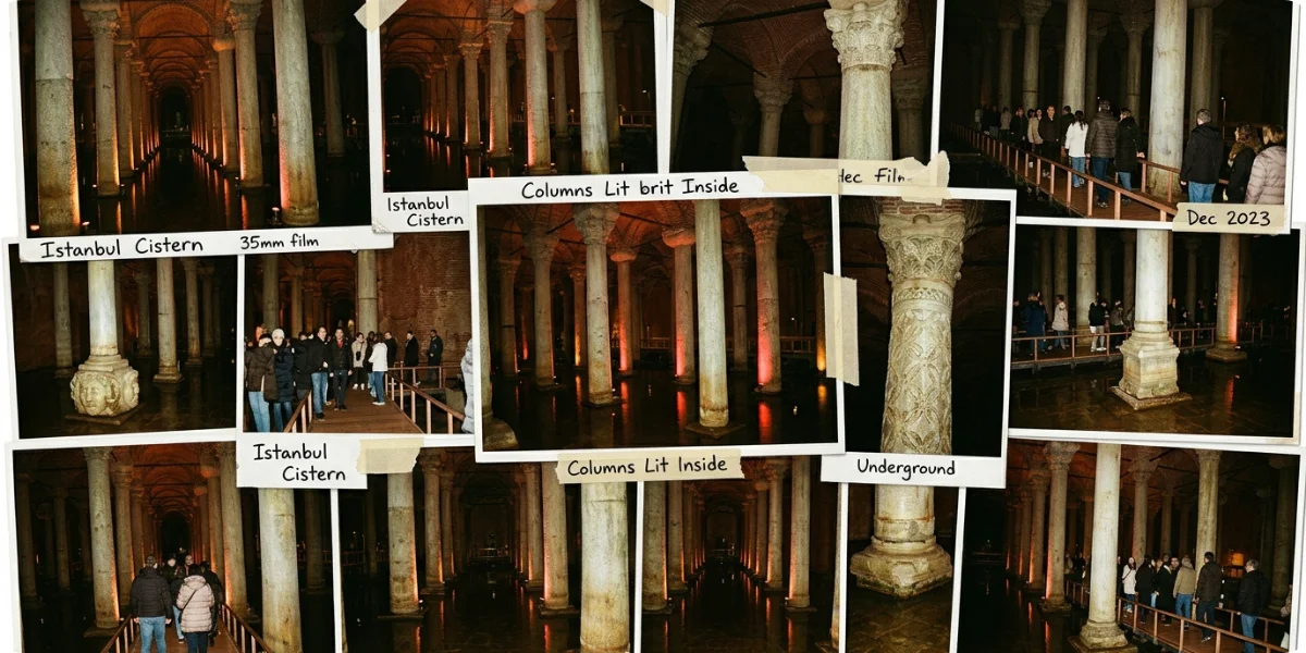 Columns inside the Basilica Cistern in Istanbul