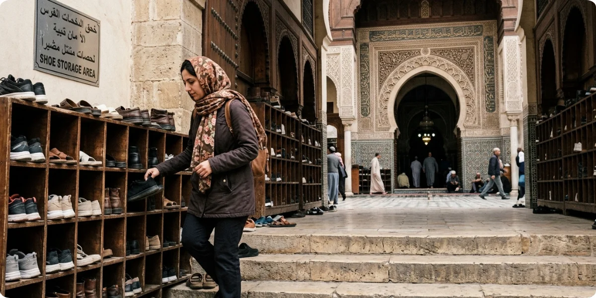 Visitors following mosque dress code in Istanbul