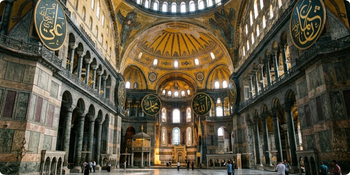 Hagia Sophia dome and minarets in Istanbul