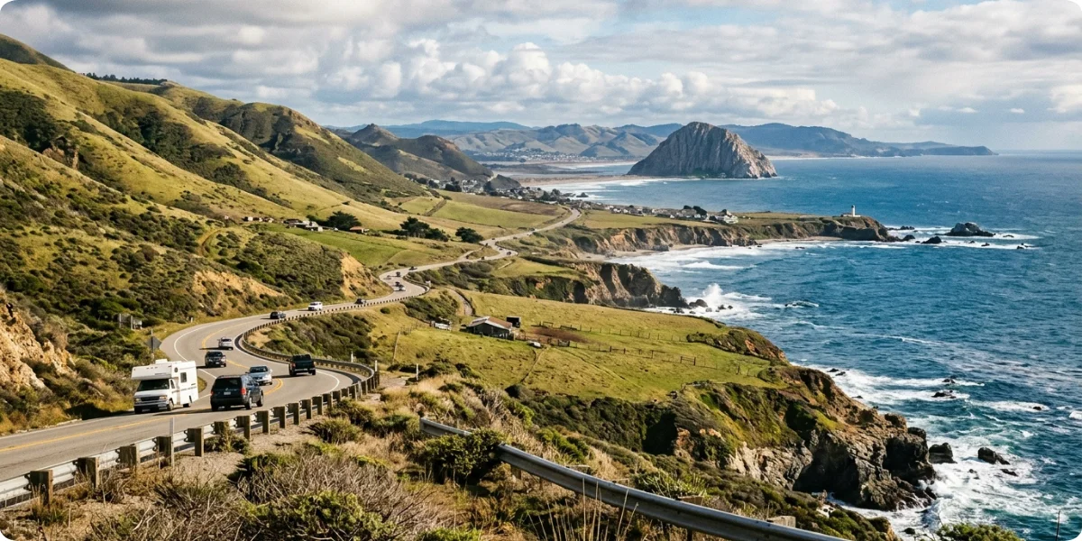 South of Big Sur, the coast softens a little, but not much