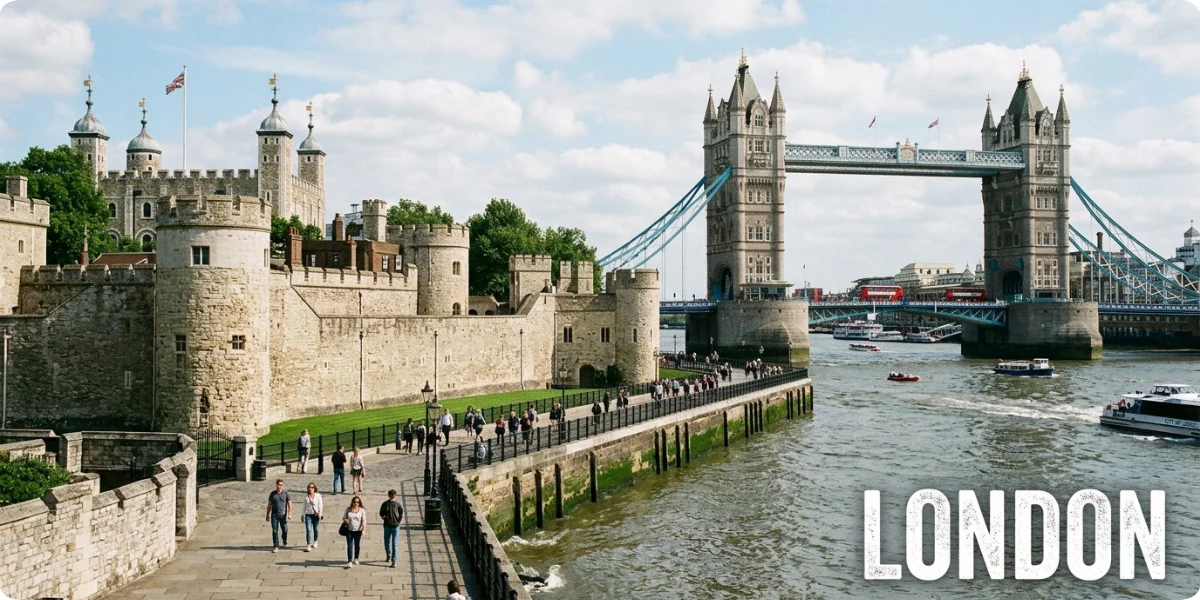 Tower of London and Tower Bridge on the Thames