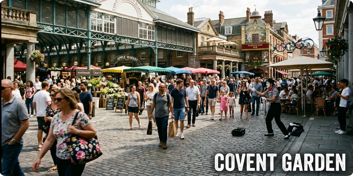 Covent Garden street scene in central London