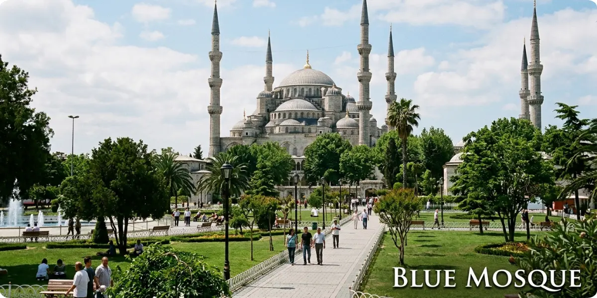 Exterior of the Blue Mosque and its minarets in Istanbul