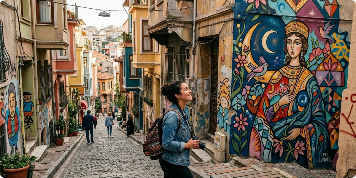 Street art is spread across Karaköy, Kadıköy and Balat.