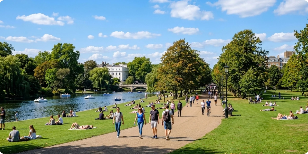 Hyde Park in London, one of the city's free parks to visit