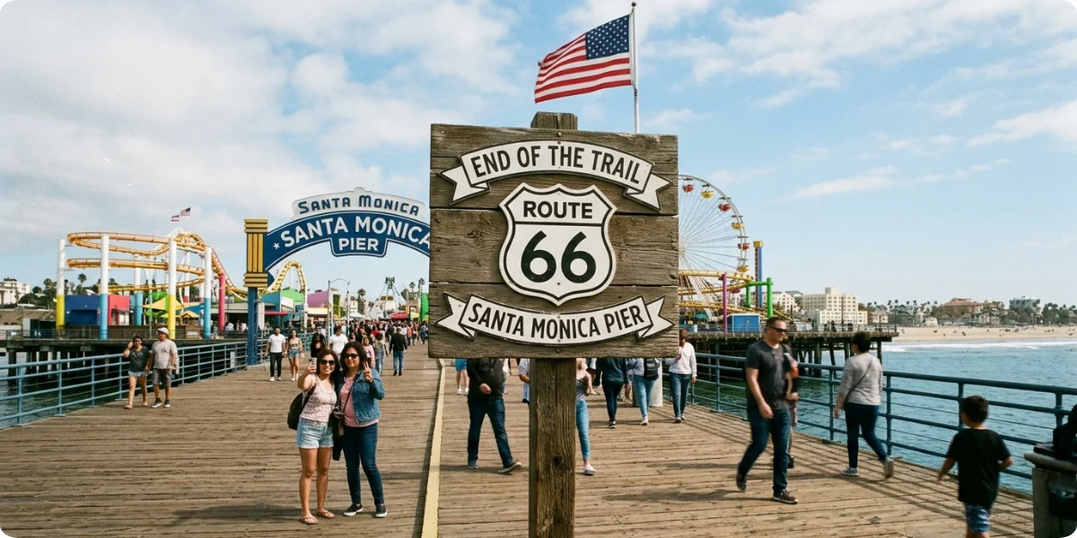 Santa Monica Pier, the western end of Route 66 in California