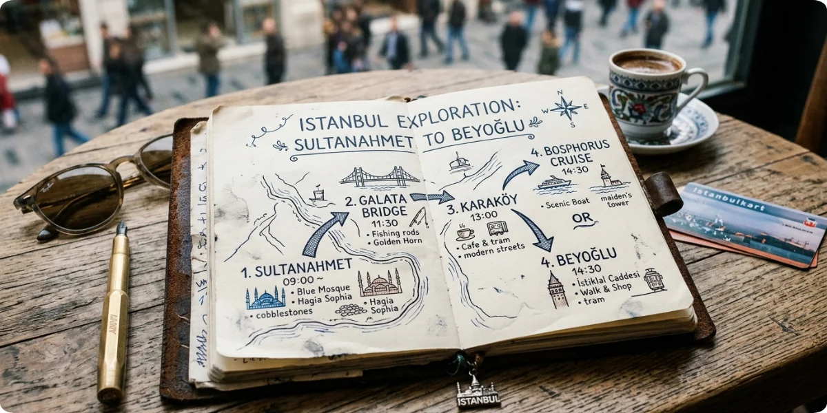 One-night Istanbul itinerary route