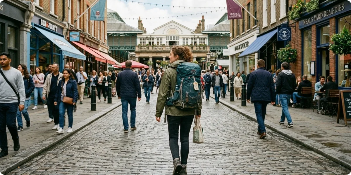 Solo traveler exploring London on foot