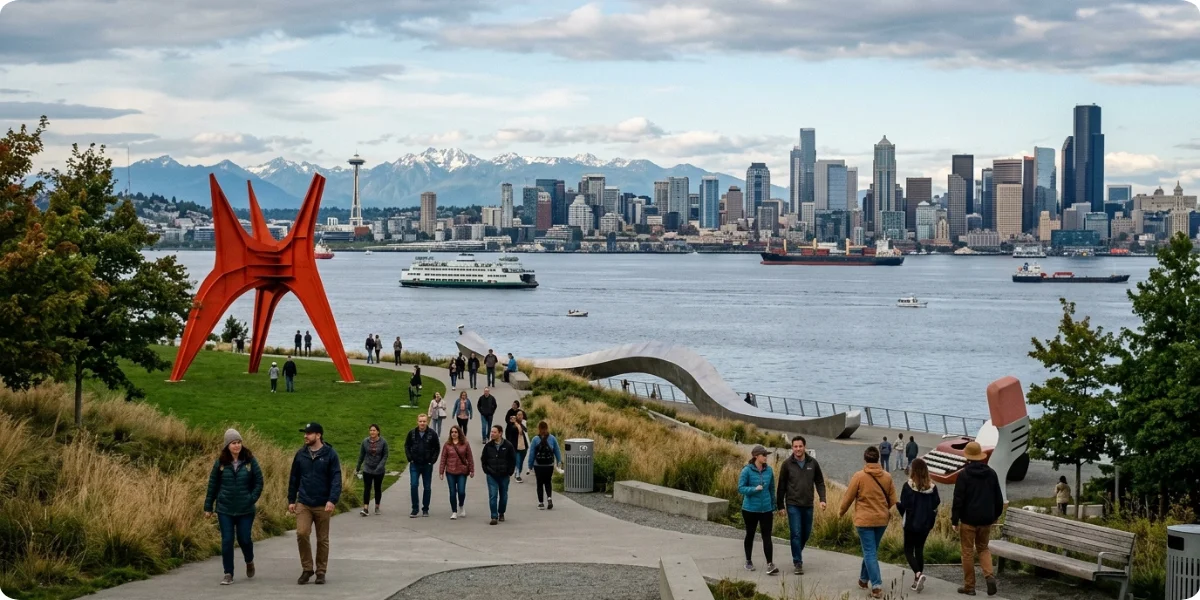 Olympic Sculpture Park waterfront in Seattle
