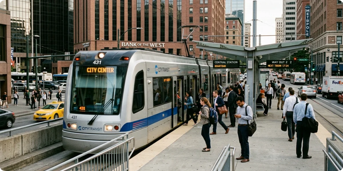 Seattle Link light rail at a downtown station