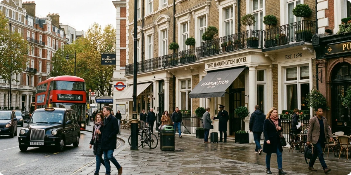 London hotel street near a Tube station