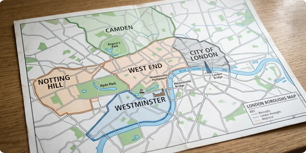 London neighbourhood sightseeing map